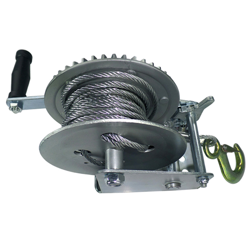 Wholesale Portable hand winch small manual crane wire rope winch tractor  hand capstan crank worm gear winch 1200BL 30M Manufacturer and Supplier