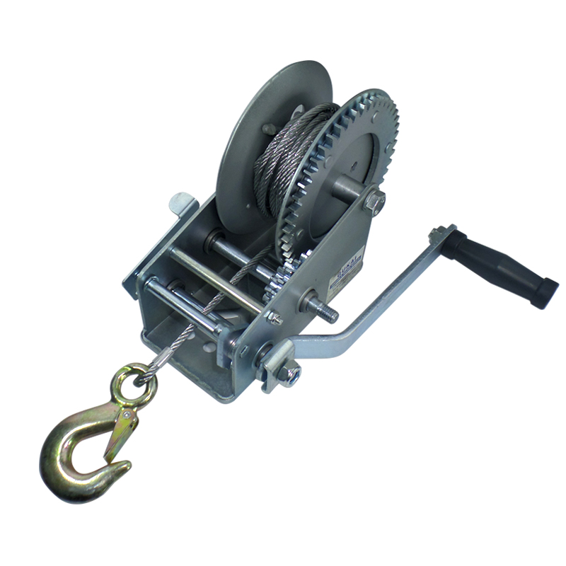 Wholesale Portable hand winch small manual crane wire rope winch tractor hand  capstan crank worm gear winch 1200BL 30M Manufacturer and Supplier